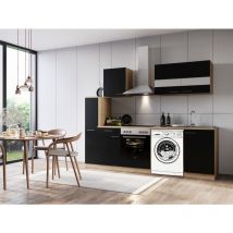 Cuisine Ligne de cuisine Bloc vide Lave-linge encastré Chêne Noir Merle 250 Respekta
