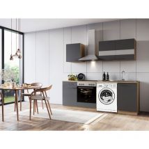 Cuisine Ligne de cuisine Bloc vide Lave-linge encastré Chêne Gris Merle 220 Respekta