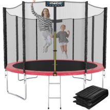 Trampolin Outdoor 'Salto Plus' - Komplett-Set für Kinder, usa Sprungtuch, Netz, Randpolster, Leiter Rosa ø 305 cm - Kinetic Sports