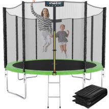 Trampolin Outdoor 'Salto Plus' - Komplett-Set für Kinder, usa Sprungtuch, Netz, Randpolster, Leiter Grün ø 244 cm - Kinetic Sports