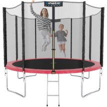 KINETIC SPORTS Trampolin Outdoor SALTO - Kindertrampolin Gartentrampolin Set mit Leiter, Netz, Randpolster, USA Sprungtuch Pink ø 310 cm