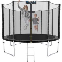 Trampolin Outdoor salto - Kindertrampolin Gartentrampolin Set mit Leiter, Netz, Randpolster, usa Sprungtuch Schwarz ø 250 cm - Kinetic Sports