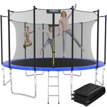 Trampolin Outdoor 'Salto Plus' - Komplett-Set für Kinder, usa Sprungtuch, Netz, Randpolster, Leiter Blau ø 400 cm - Kinetic Sports