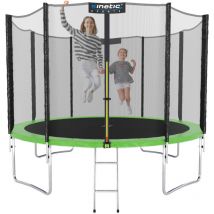 Trampolin Outdoor salto - Kindertrampolin Gartentrampolin Set mit Leiter, Netz, Randpolster, usa Sprungtuch Grün ø 250 cm - Kinetic Sports