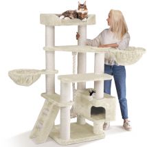 Happypet - Kratzbaum große Katzen xxl jacob - Katzenbaum Deckenhoch, Stabil und Massiv mit Sisalsäulen und Dicker Bodenplatte, Ideal für Schwere