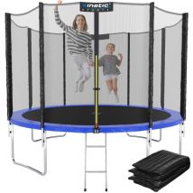 Trampolin Outdoor 'Salto Plus' - Komplett-Set für Kinder, usa Sprungtuch, Netz, Randpolster, Leiter Blau ø 183 cm - Kinetic Sports