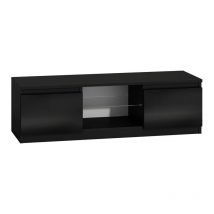 Topeshop - tivoli - Mueble tv moderno - 140x40x36cm - 2 nichos + 2 puertas - Almacenaje TV/audio - Negro alto brillo