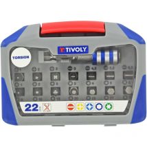 Torsions-schraubendreher-bit-set, 22-teilig • 21 Schraubendreher-bits + 1 Magnetischer Schnellwechsel-bithalter • Sechskant-aufsatz Ø6,35 Mm - Tivoly
