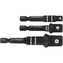 Set di 3 adattatori hexa 6.35MM impact per prese quadrate femmina 1/2' 3/8' 1/4' - Tivoly