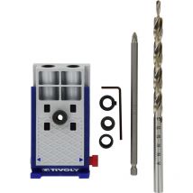 Tivoly - 68-teiliges Unsichtbares Montageset, Mit 15°-winkelführung, Ø9,5 X 200 Mm Stufenbohrer, Pz2 Lg 150 Mm Schraubenbit, 30 Dübel, 30 