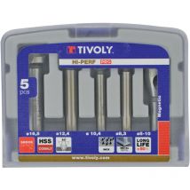 Box mit 4 Senkern din 335C hss Kobalt 5 % bei 90° ø 8,3 bis 16,5 mm + 1 Entgrater 5-10 - Tivoly