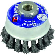 Tivoly • Cepillo de corte • Alambre de acero trenzado • Ø75 mm • Orificio M14 • Para pelar metales grandes