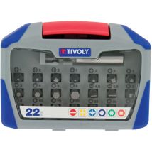 Tivoly - Coffret d'Embouts de Vissage Standard 22 pièces • 21 Embouts de Vissage + 1 Porte-Embout Magnétique • Attache Hexagonale Ø6,35mm