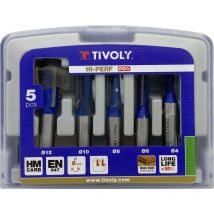 Tivoly - Gerade Nutfräser, grau, 5-teiliger Satz