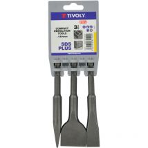 Satz mit 3 Spitzhacken und Meißeln sds + kompact-kit mit extra kurzer Länge 140 mm - Tivoly