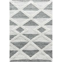 Pisa - Tapis en relief Berbère tizas Crème et Gris (80x150cm)