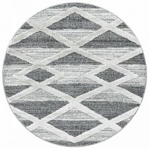 Pisa - Tapis Rond en relief Berbère tizas Crème et Gris (80x80cm)