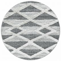 Pisa - Tapis Rond en relief Berbère tizas Crème et Gris (200x200cm)