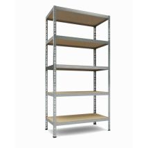 Tkt Scaffale In Metallo Grigio Con Base In Legno - 5 Ripiani, 175kg Per Ripiano
