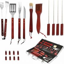 Tlgreen - 18 pcs Kit d'Accessoires pour Barbecue, Barbecue Accessoire dans Un Boîtier en Aluminium, Kit de Barbecue pour Jardin, Terrasse ou Camping