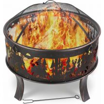 Tlgreen - Braséro, Foyer Extérieur, Brasero Exterieur, Brasero de Jardin, avec Couverture Lgnifuge, Grill au Charbon, Poker, Foyer de Chauffage pour