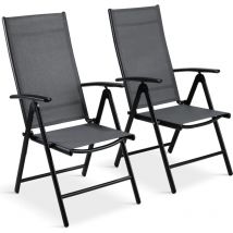 Tlgreen - Chaise de Jardin Pliante Dossier Haut Lot de 2,Réglable 7 Positions,Chaise D'extérieur en Aluminium,Résistant Aux Intempéries,Fauteuil de