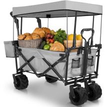 Tlgreen - Chariot de Jardin Pliable Extra Large avec Capote Amovible, 250 Livres avec Freins, Chariot de Transport Pliable Extensible avec