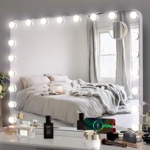 Tlgreen - 80x60cm Hollywood Schminkspiegel mit Beleuchtung, 20LED, 3 Lichtfarben, Enstellbare Helligkeit, mit usb und Abnehmbare Lupe Kosmetikspiegel
