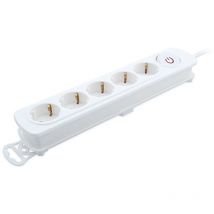 TM Electron – Base multipla a 5 prese con interruttore, colore: bianco