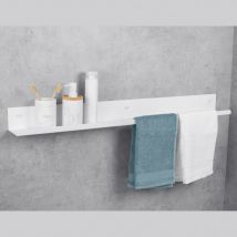 Daske - Toallero con estante, para baño, de aluminio, blanco, Derecho, mirage (100 cm)