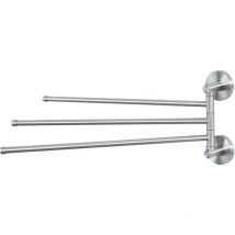 Toallero de acero inoxidable para baño, toallero giratorio de 3 brazos, montaje en pared, toallero de 40 cm para cocina, aseo, guardarropa y baño,