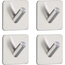 Soekavia - Toallero de baño con gancho adhesivo, soporte de pared para toallas, acero inoxidable 304, 4 unidades, sin perforaciones, cepillado