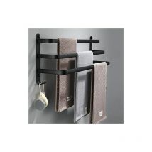 KZQ - Toallero de baño: Toallero de pared adhesivo negro para ducha y cocina, impermeable y equipado con ganchos (tres barras de 70 cm)