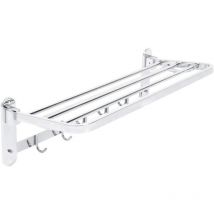 Toallero plegable de acero inoxidable con gancho para baño, 56,4 x 23,6 x 17,5 cm
