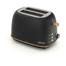Toaster Caprizze Kaito mit Doppelschlitz Extra Breit 6 Bräunungsstufen Vintage-Design mit Mattschwarzem Holz-Effekt