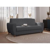 Deco In Paris - tobias - Canapé convertible 3 places en velours côtelé gris foncé avec matelas 18cm tobias