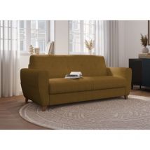 Deco In Paris - tobias - Canapé convertible 3 places en velours côtelé moutarde avec matelas 14cm tobias