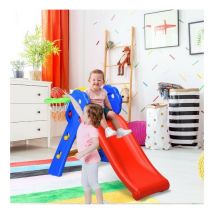 Hofuton Toboggan pour Enfants Aire de Jeux avec Panier de Basket en Plastique Toboggan 108 x 58 x 71,5 cm