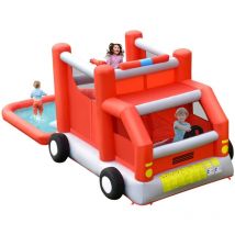 Toboggan Aquatique Gonflable Voiture de Pompiers Piscine Éclaboussures Ballon de Basket Sans Gonfleur CW57657
