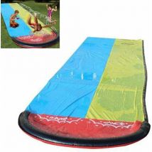 Mereteet - Toboggan Aquatique pour Enfants avec Planche de Surf, Toboggan Aquatique Double Requin avec Papier de réparation, 4,8 x 1,4 m