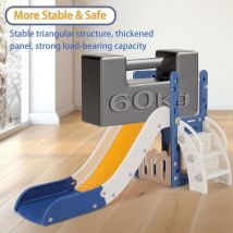 Tlgreen - Toboggan Bebe,Toboggan Exterieur/Interieur Enfant, avec Télescope, Espace de Rangement, Escaliers, Glisse 136cm,Jusqu'à 60 kg(Bleu)