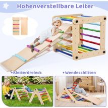Toboggan Cadre d'escalade Intérieur pour Enfants,Triangle de Pikler Montessori,Air de Jeux Enfant Intérieur,avec Rampe Double Face pour Grimper &