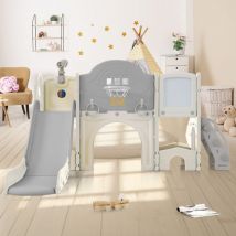 Toboggan d'escalade pour enfants 10 en 1, toboggan multifonctionnel, toboggan autoportant, escalade, jeu de forage, espace de rangement, couloir de