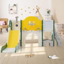 Jouet d'escalade pour enfants 10 en 1, toboggans multifonctionnels, toboggan autoportant, escalade, jeu de forage, espace de rangement, couloir de