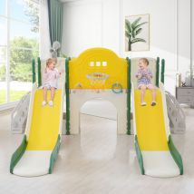 Toboggan d'escalade pour enfants 8 en 1, toboggan multifonction avec 2 toboggans, toboggan autoportant, escalade, jeu de forage, espace de rangement,