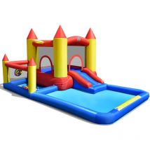 Toboggan gonflable avec Toboggan Pataugeoire et Panier de Basket-ball avec Gonfleur 480W CW68079