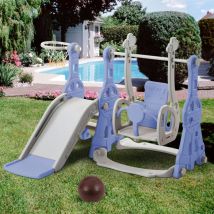 Toboggan pour Enfant 4 en 1,Toboggan exterieur enfant,balancoire exterieur avec toboggan,glissiere toboggan,Bleu - Sunfecili