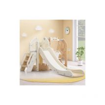 Toboggan pour enfants 5 en 1 - avec balançoire, glissière, escalade, espace de rangement, support de basket- Convient pour l'intérieur et l'extérieur