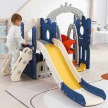 Toboggan pour enfants 5 en 1, toboggan balançoire pour intérieur et l'extérieur, toboggan, escalade, espace de rangement, balançoire, cadre de