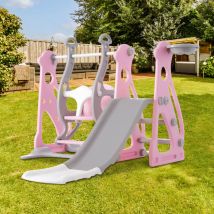 Toboggan pour enfants avec balançoire, toboggan pour enfants 4 en 1, toboggan, cages d'escalier, balançoire, cadre de basket-ball, toboggan
